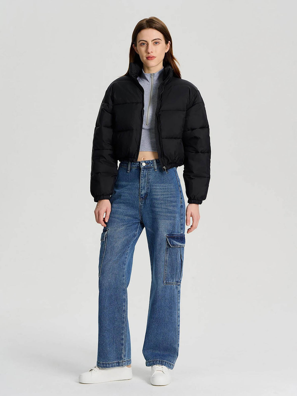 Women White Full Sleeve Solid Puffer Jacket | JC78 - view 13