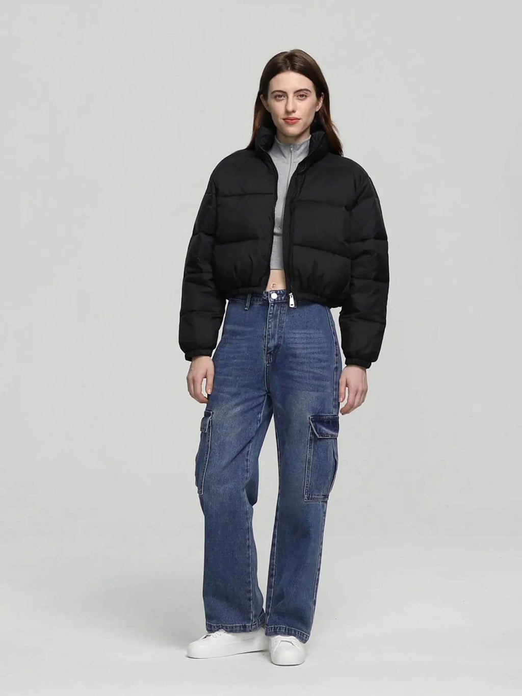 Women White Full Sleeve Solid Puffer Jacket | JC78 - view 14