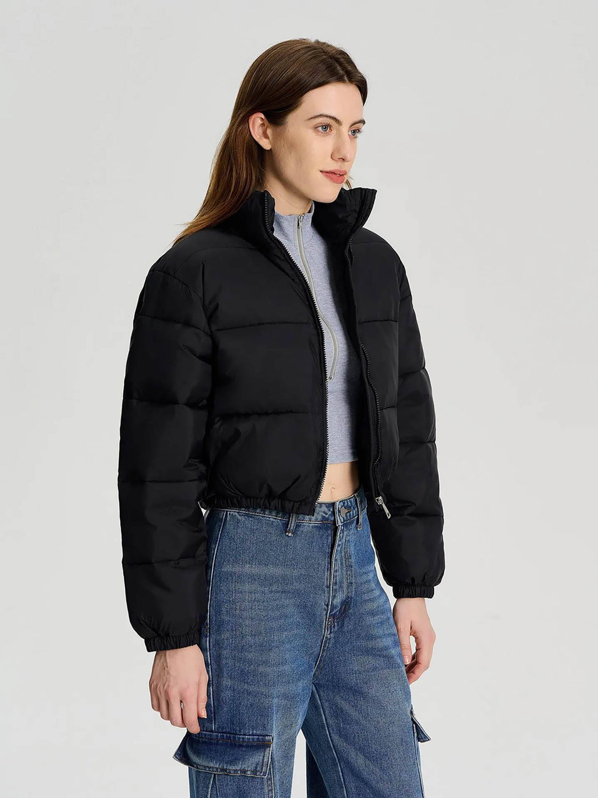 Women White Full Sleeve Solid Puffer Jacket | JC78 - view 17