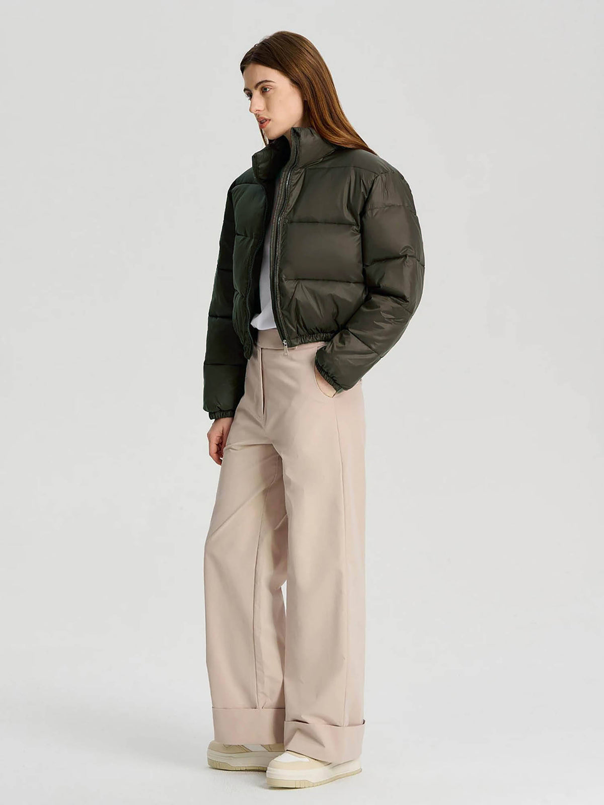Women White Full Sleeve Solid Puffer Jacket | JC78 - view 42
