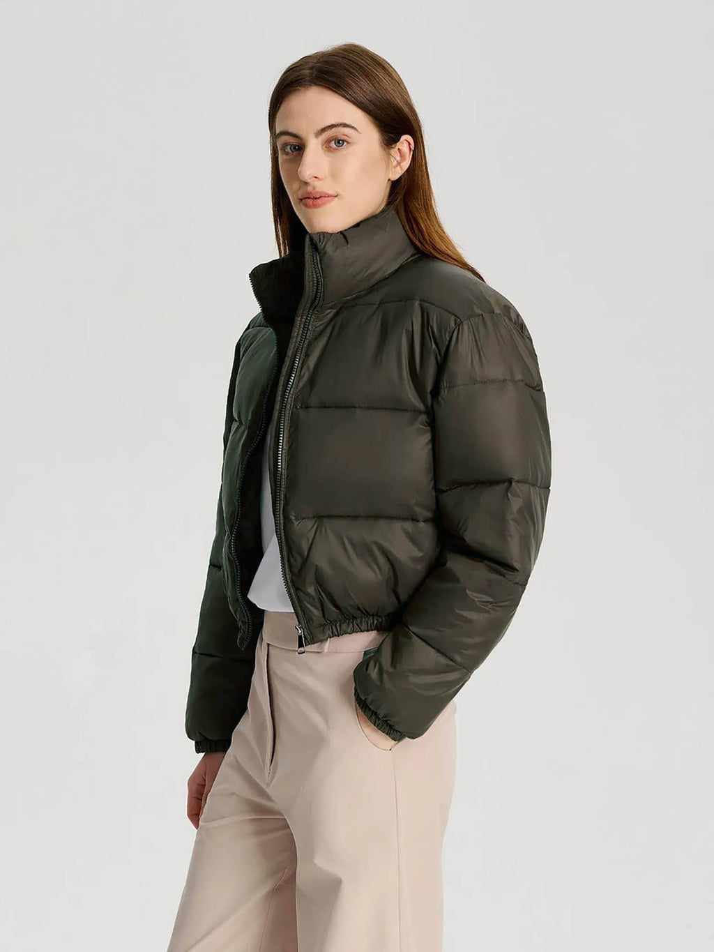 Women White Full Sleeve Solid Puffer Jacket | JC78 - view 43