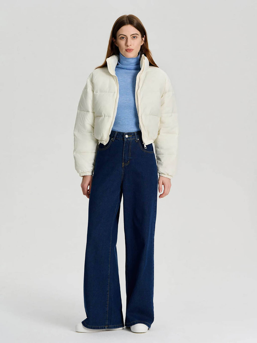 Women White Full Sleeve Solid Puffer Jacket | JC78 - view 4