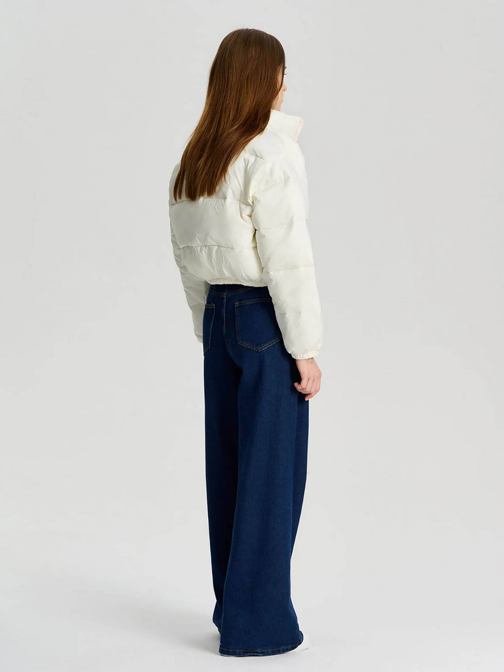 Women White Full Sleeve Solid Puffer Jacket | JC78 - view 5