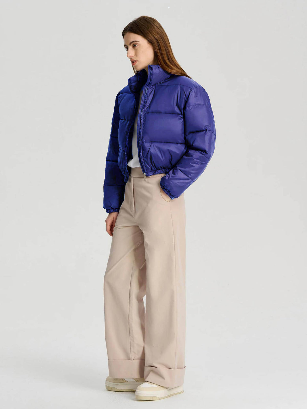 Women White Full Sleeve Solid Puffer Jacket | JC78 - view 20