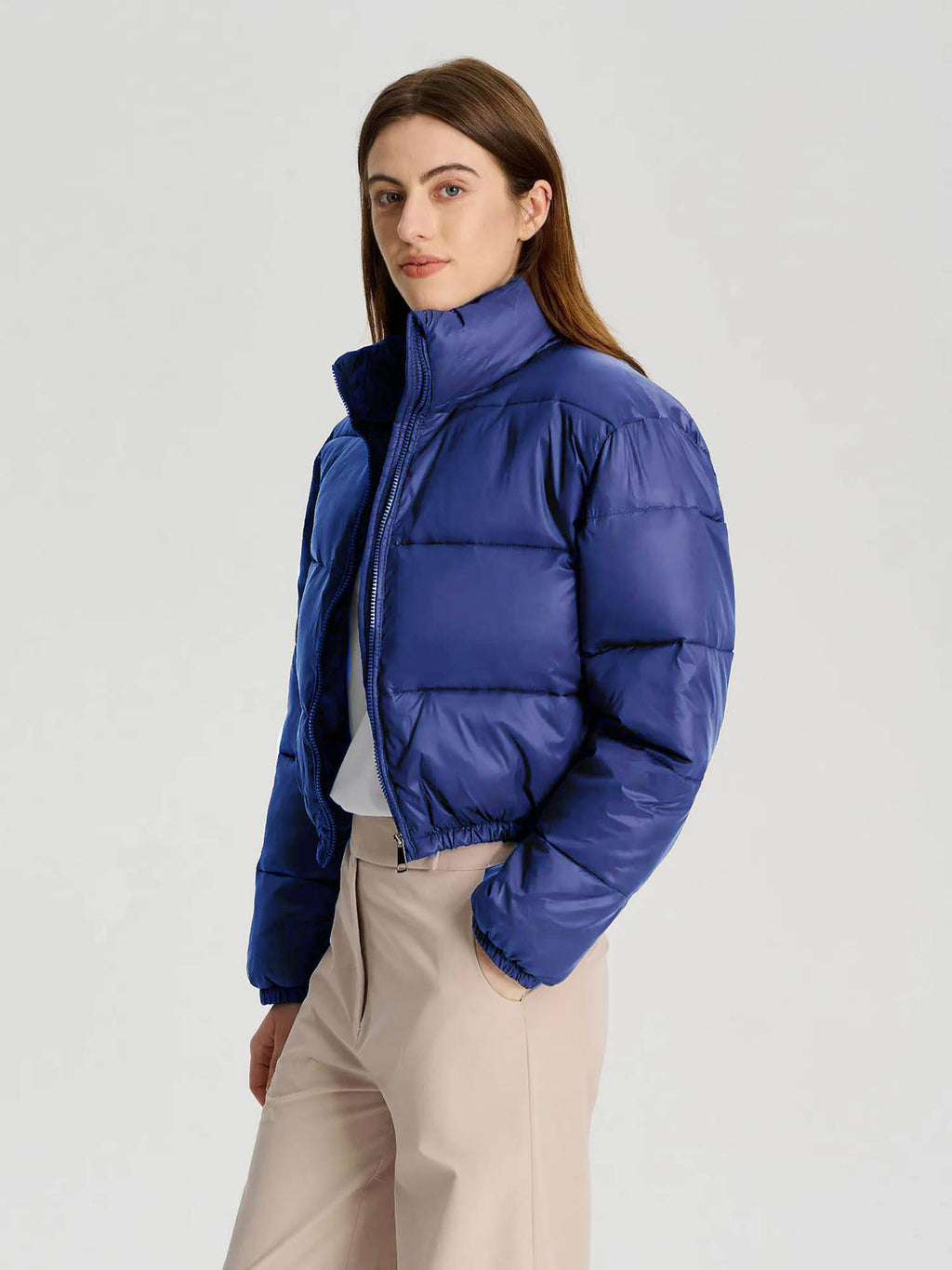 Women White Full Sleeve Solid Puffer Jacket | JC78 - view 21