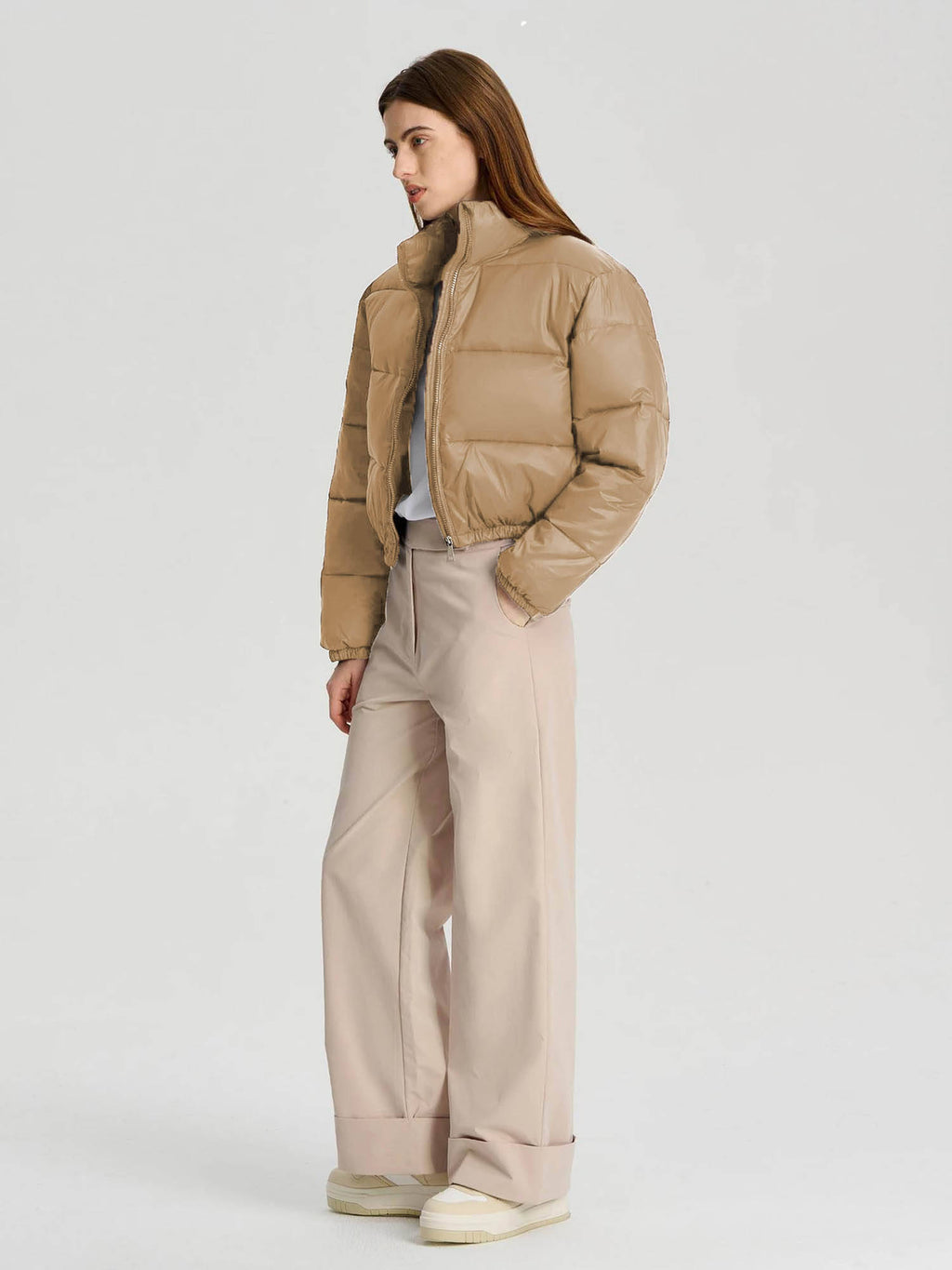 Women White Full Sleeve Solid Puffer Jacket | JC78 - view 29