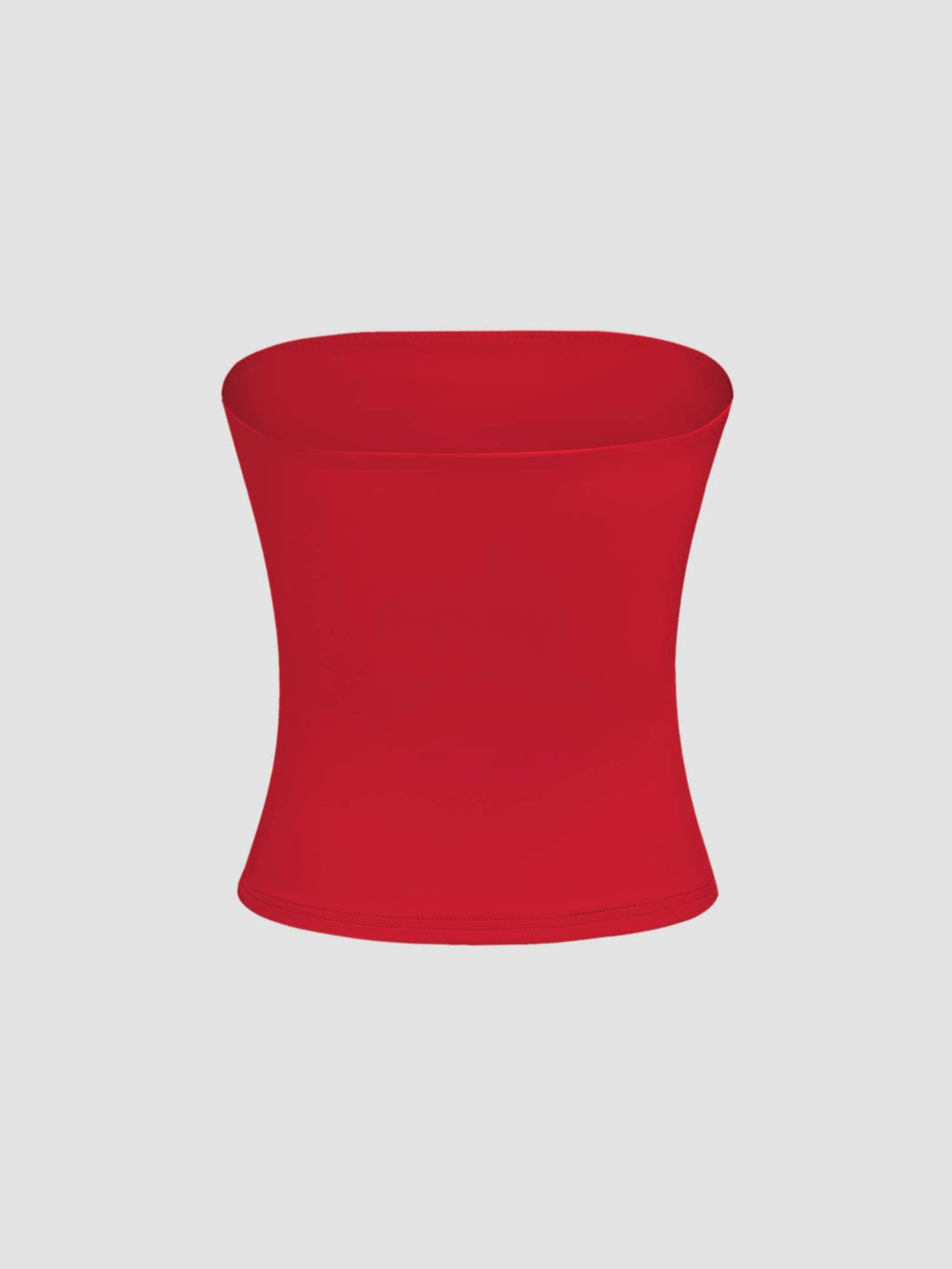 Red Contour Double Layered Strapless Solid Tube Top | TT90 - view 9