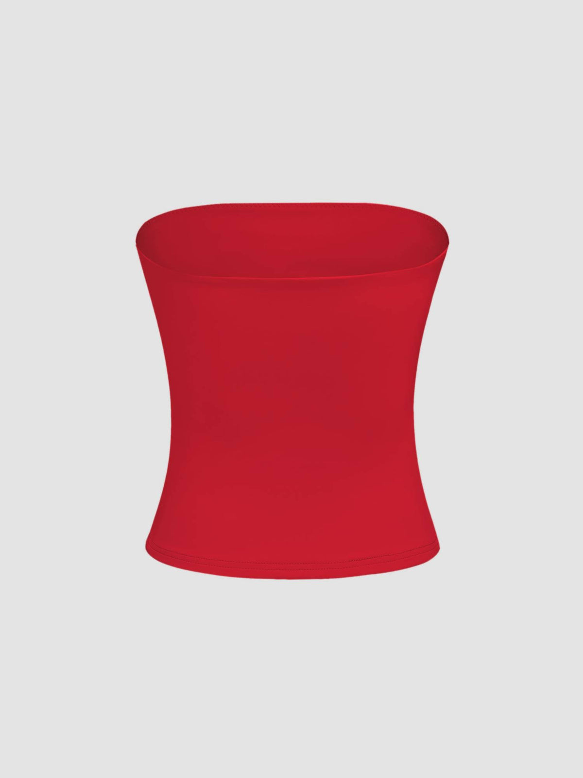 Red Contour Double Layered Strapless Solid Tube Top | TT90 - view 9