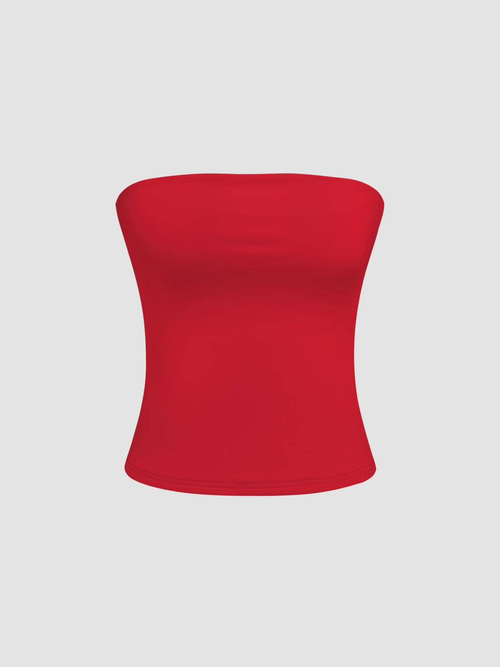 Red Contour Double Layered Strapless Solid Tube Top | TT90 - view 10