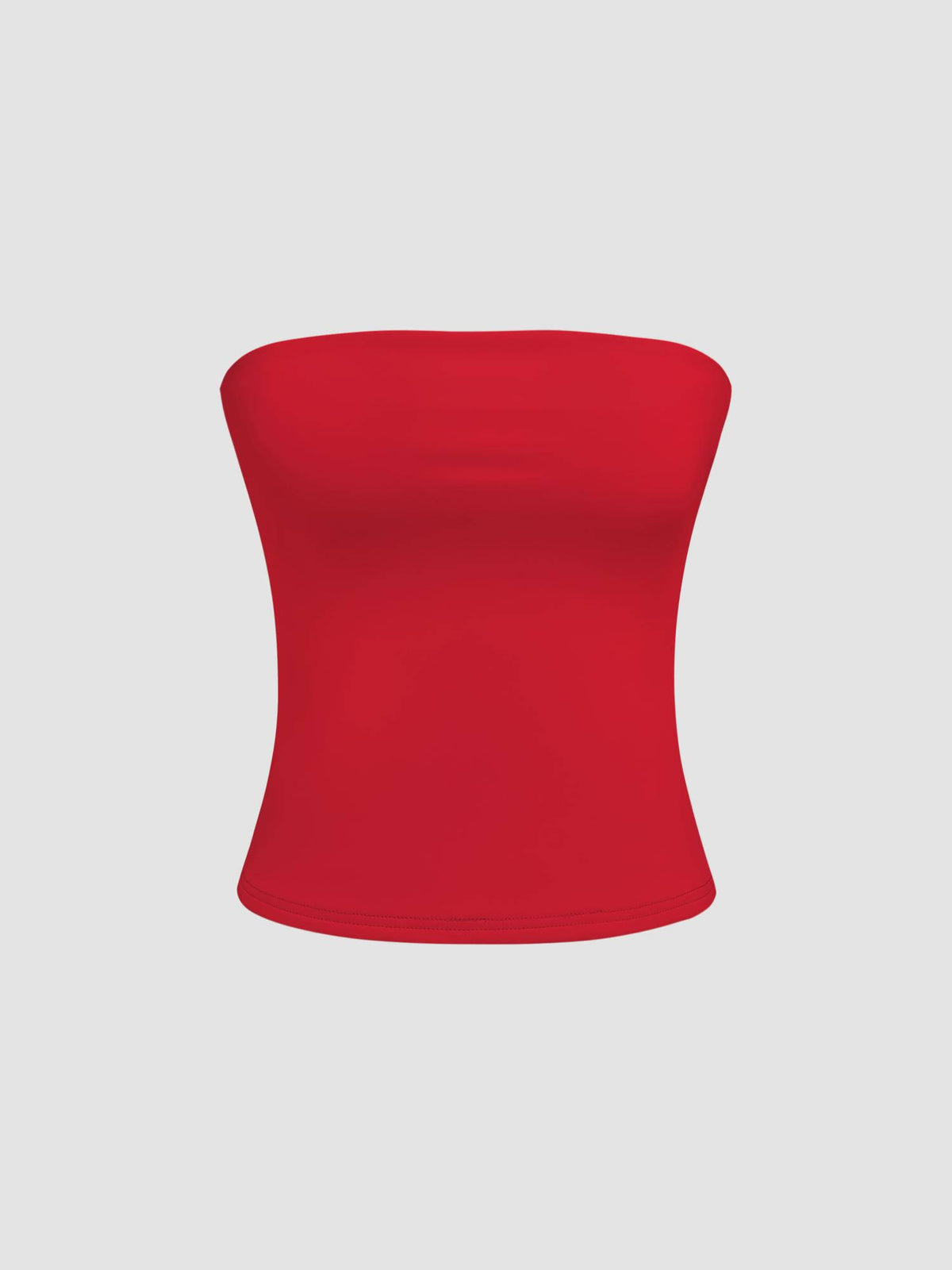 Red Contour Double Layered Strapless Solid Tube Top | TT90 - view 10