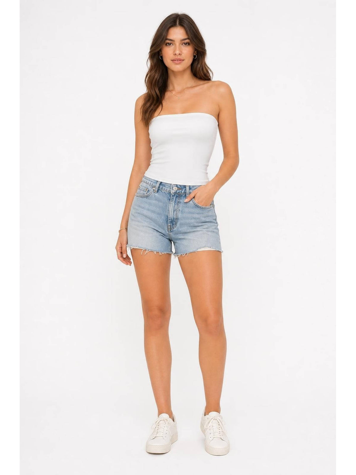Red Contour Double Layered Strapless Solid Tube Top | TT90 - view 15