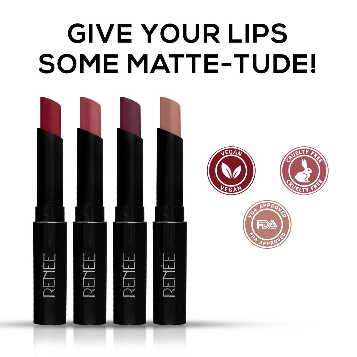 RENEE Very Matte Lipstick Combo- Essentials, Pack Of 4, Full Coverage, Long Lasting, Weightless | L12 - view 3
