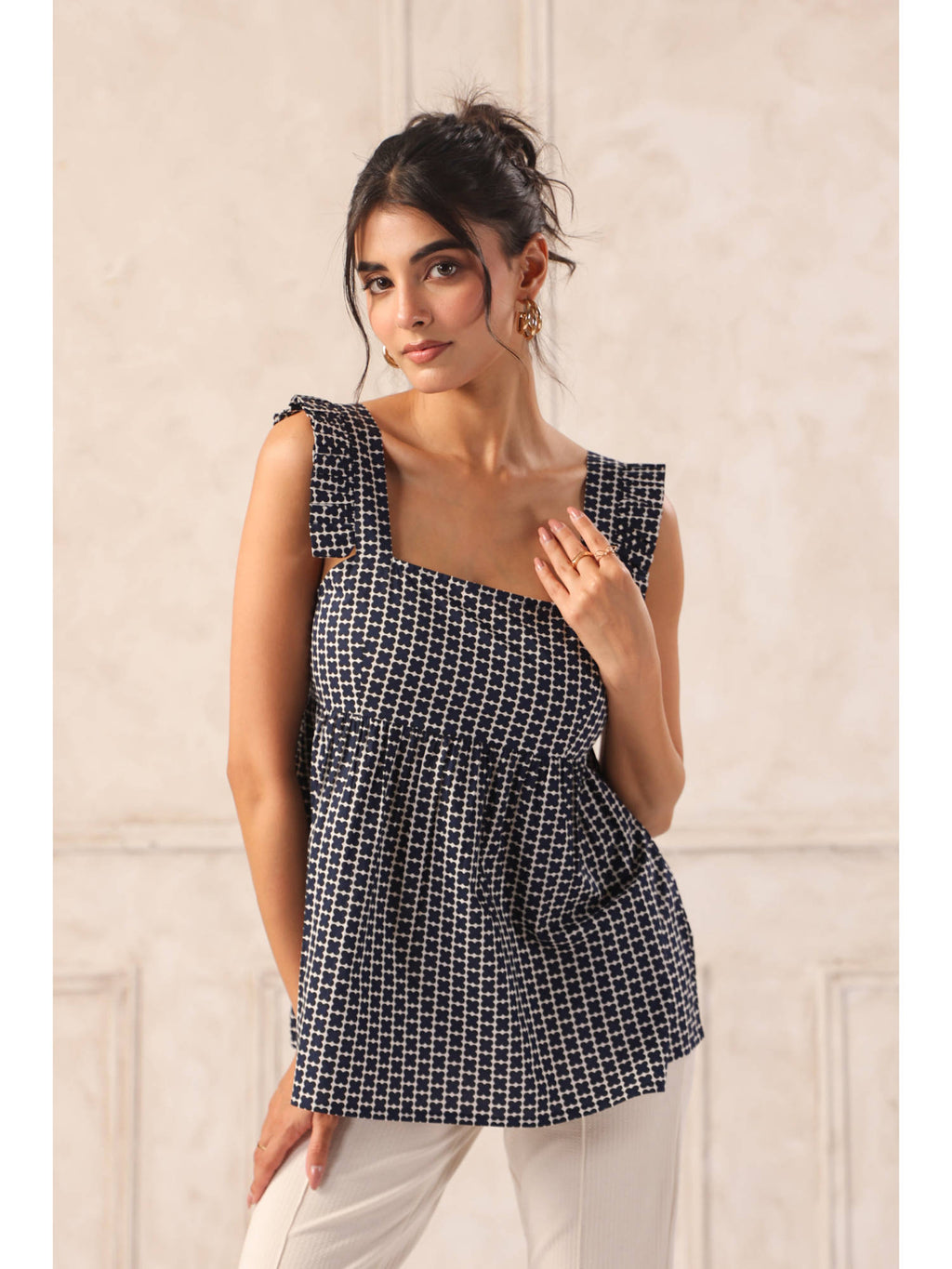 Peplum Top With Frill | pt51 - view 2