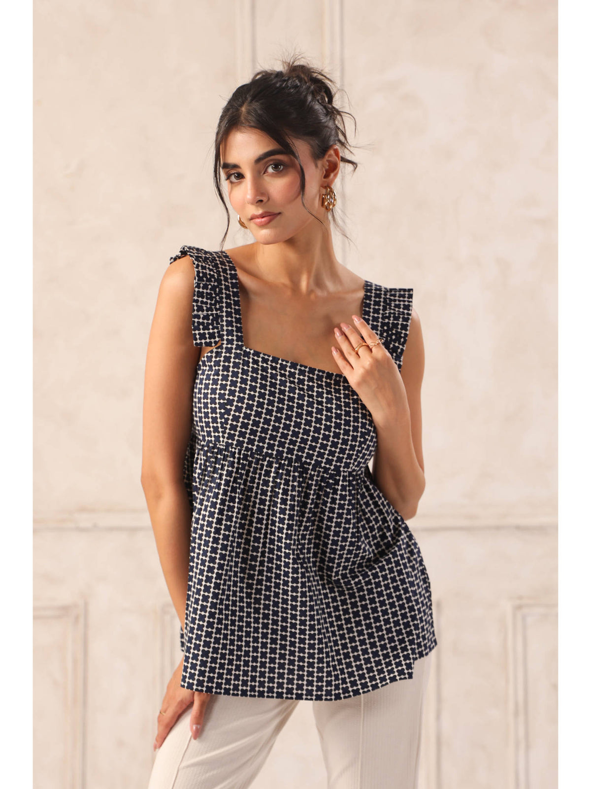 Peplum Top With Frill | pt51 - view 2