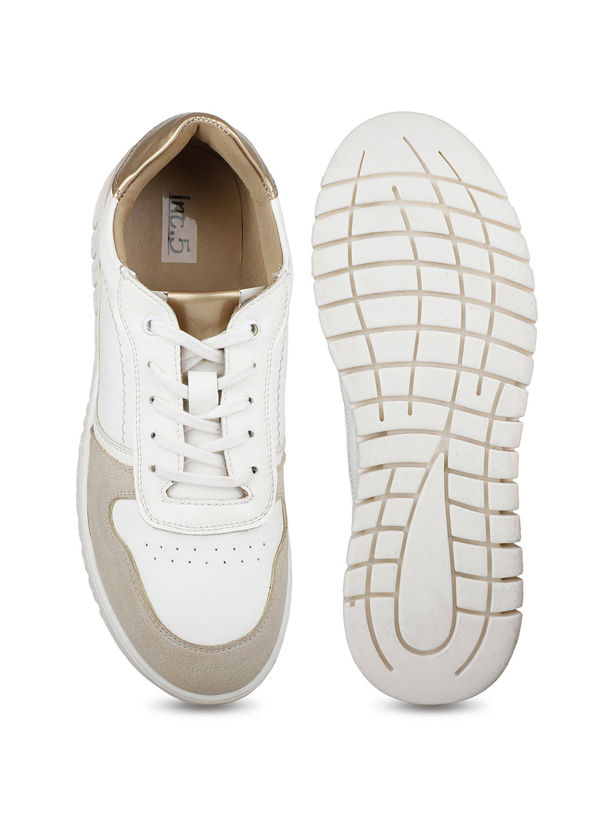 Womens Golden Casual Solid Round Toe Sneakers | SN09 - view 5