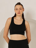 Medium Impact Padded Racerback Sports Bra in Black | sb09 - view 1
