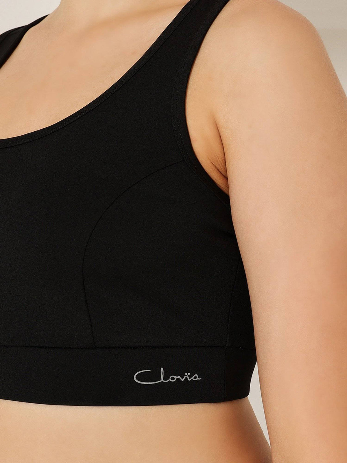 Medium Impact Padded Racerback Sports Bra in Black | sb09 - view 4