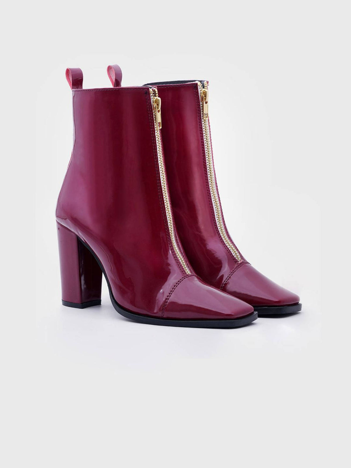 Women Burgundy Square Toe Mid Top Block-Heel Casual Boots | BT61 - view 1
