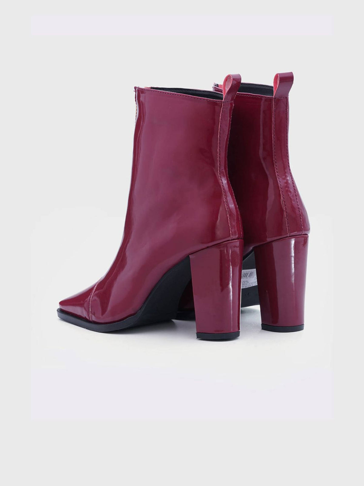 Women Burgundy Square Toe Mid Top Block-Heel Casual Boots | BT61 - view 2