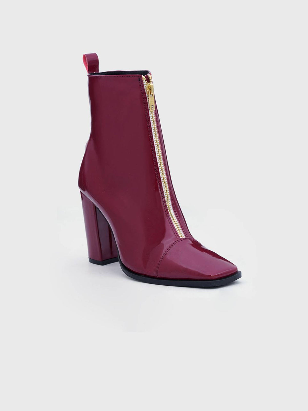 Women Burgundy Square Toe Mid Top Block-Heel Casual Boots | BT61 - view 3