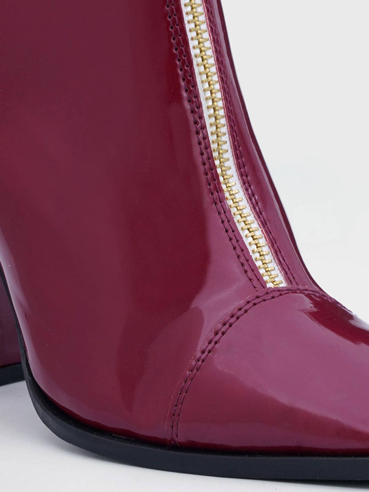 Women Burgundy Square Toe Mid Top Block-Heel Casual Boots | BT61 - view 4