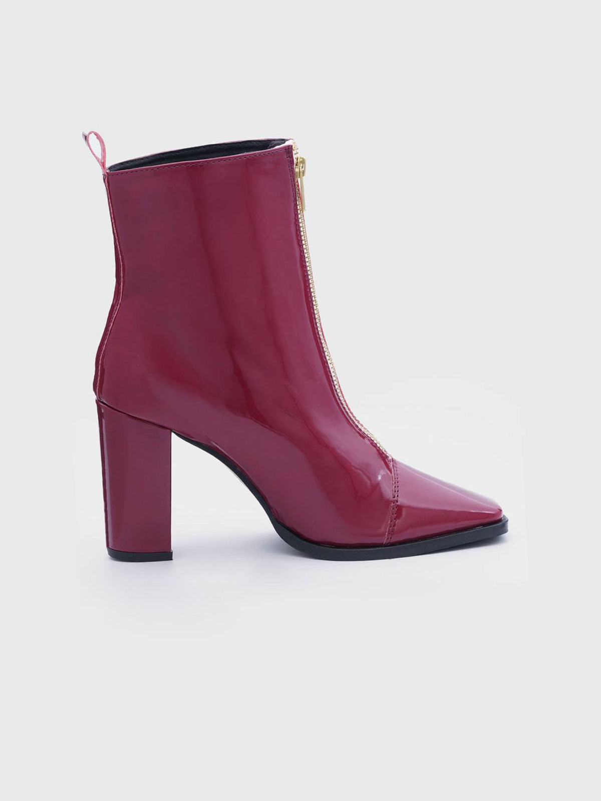 Women Burgundy Square Toe Mid Top Block-Heel Casual Boots | BT61 - view 5