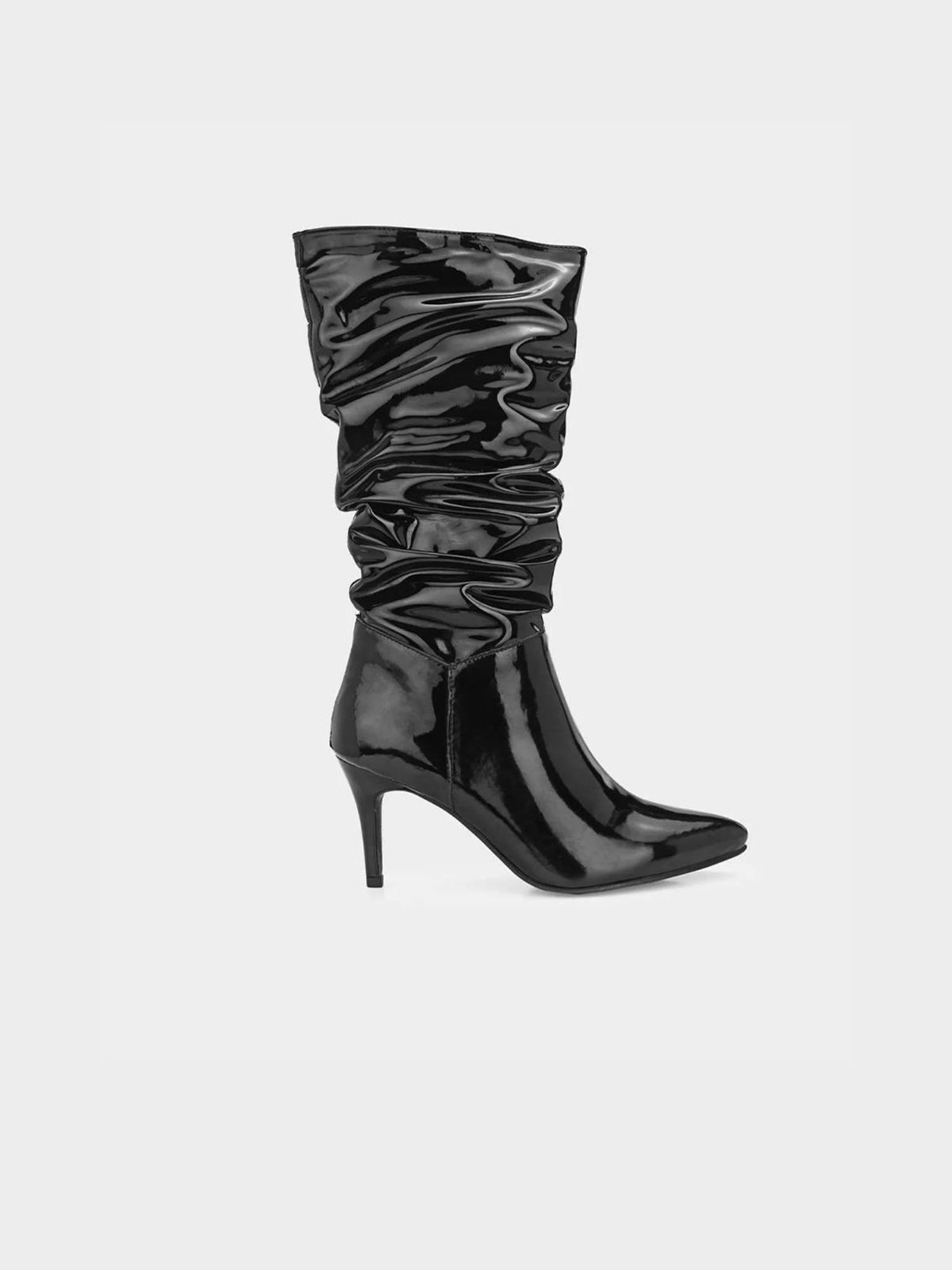 Black Patent Designer Long Casual Boots | BT61 - view 2