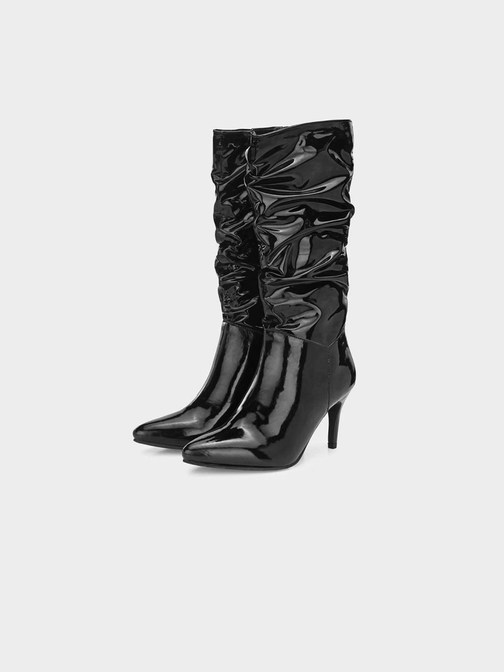 Black Patent Designer Long Casual Boots | BT61 - view 3