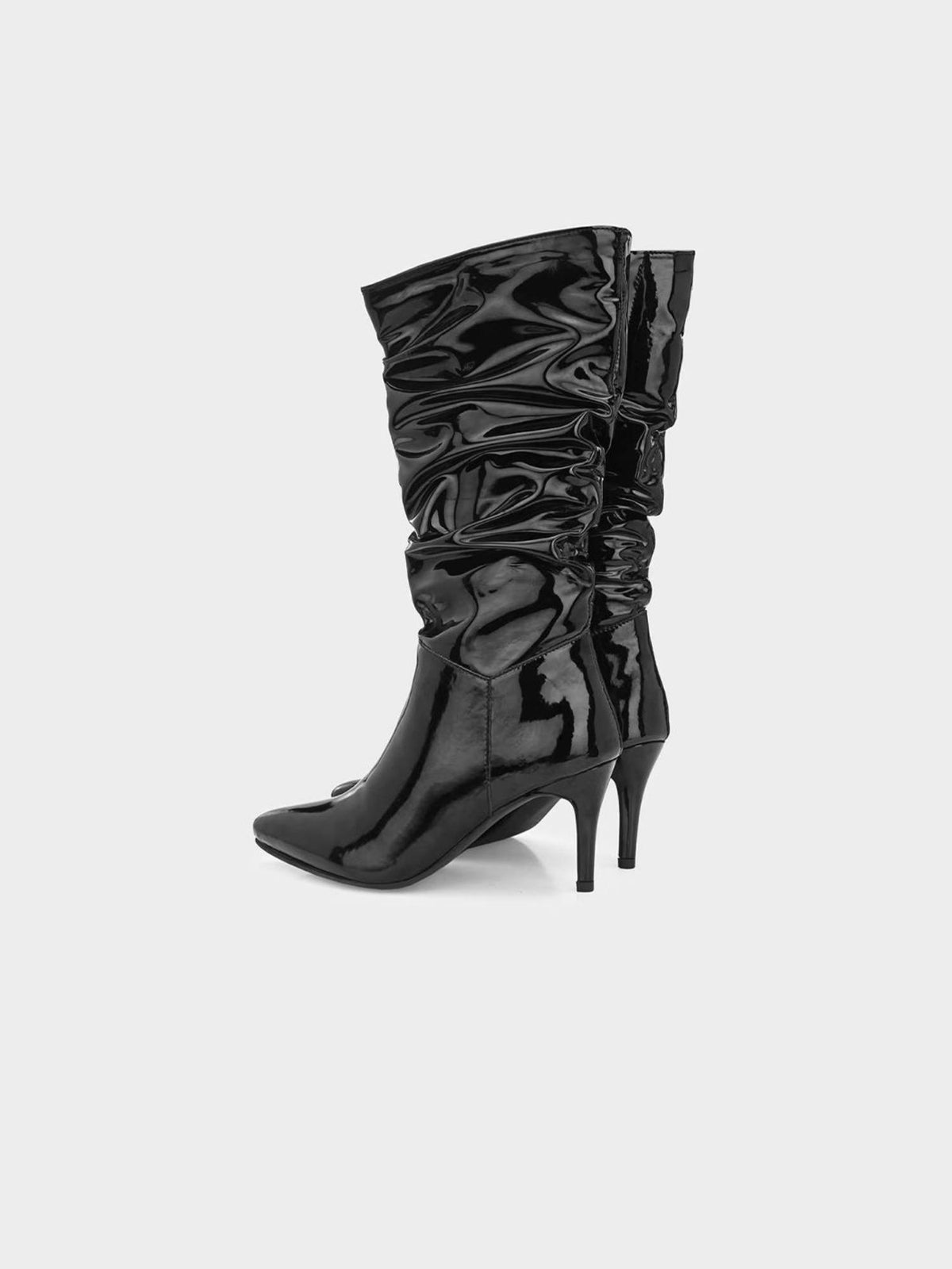 Black Patent Designer Long Casual Boots | BT61 - view 4