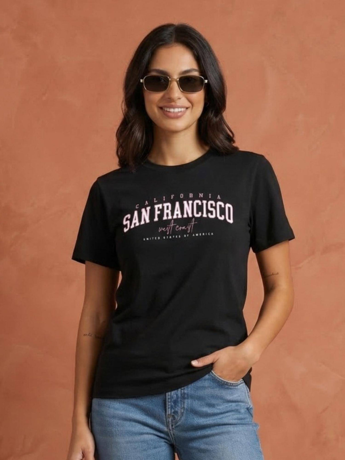 Women Typography Print Black T-Shirt | TS56 - view 2