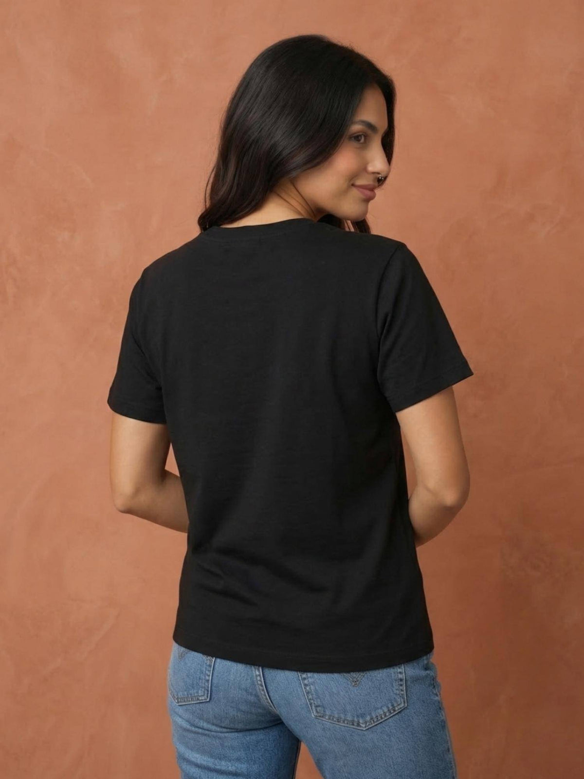 Women Typography Print Black T-Shirt | TS56 - view 3