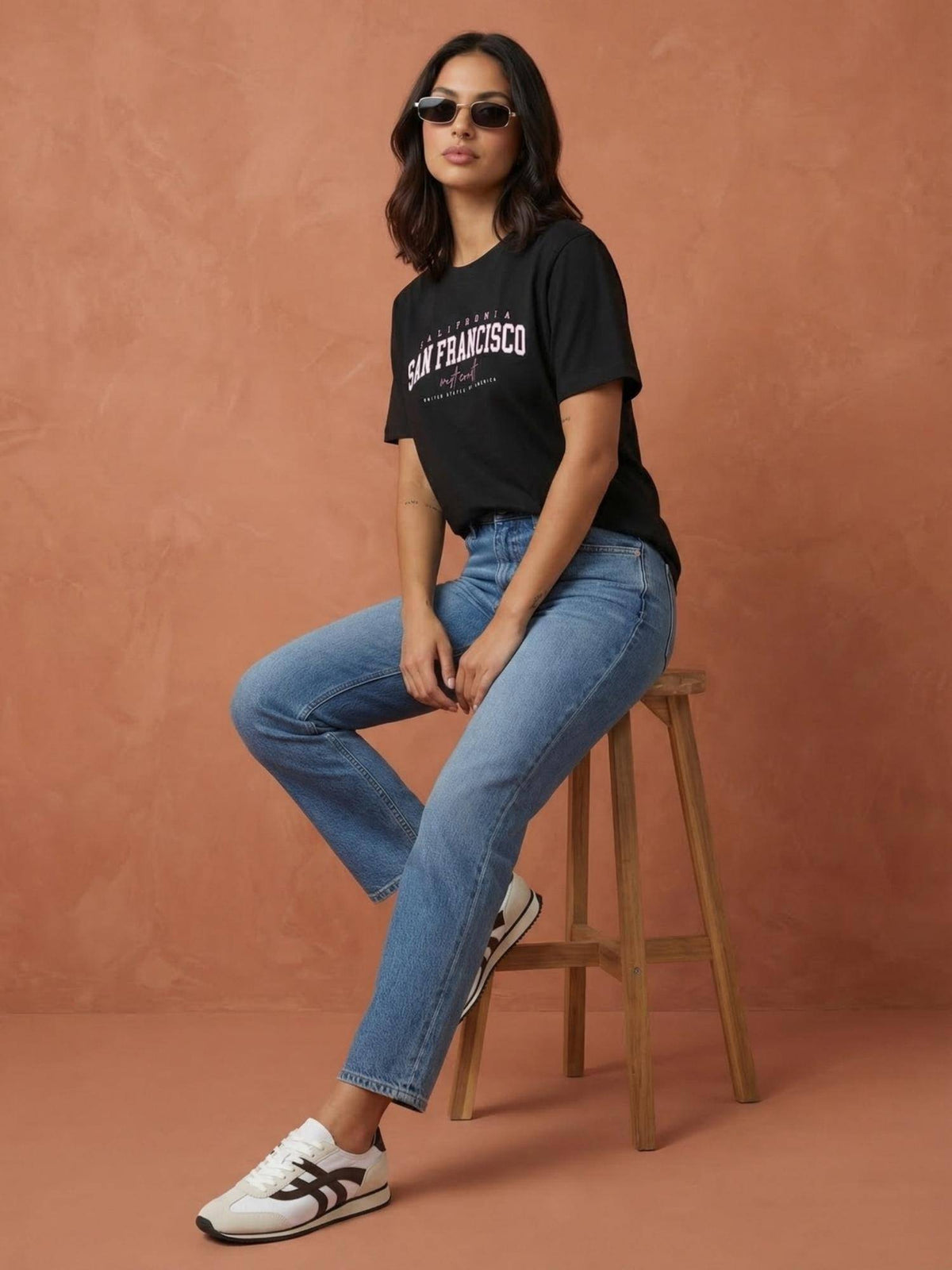 Women Typography Print Black T-Shirt | TS56 - view 4