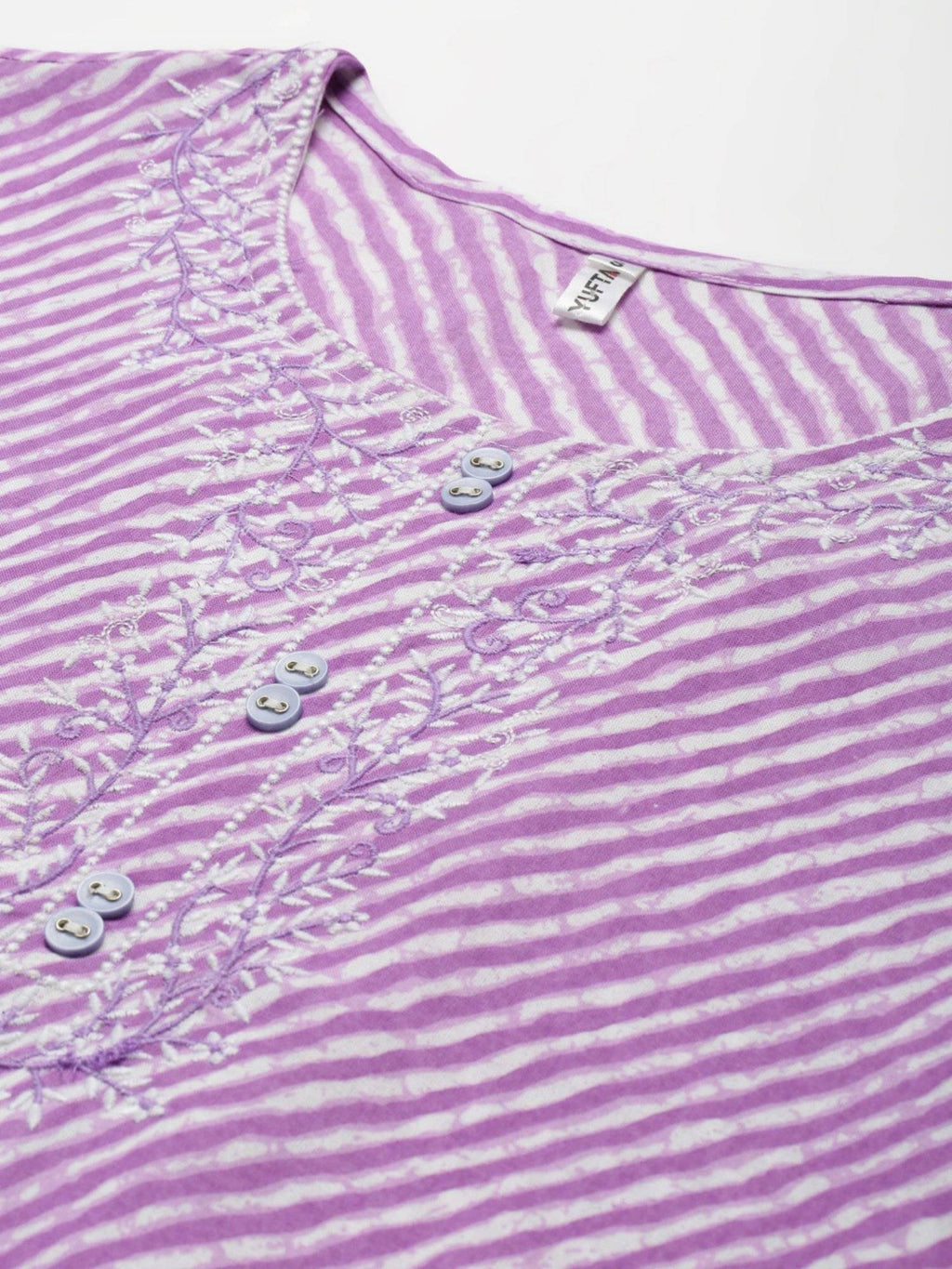 Lavender Embroidered Rayon Straight Kurta | U3S - view 3