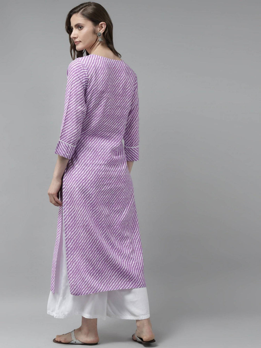 Lavender Embroidered Rayon Straight Kurta | FY93 - view 4