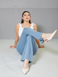 Women's Light Blue Bootcut Clean look Regular Stretchable Denim Jeans | BT10 - view 1