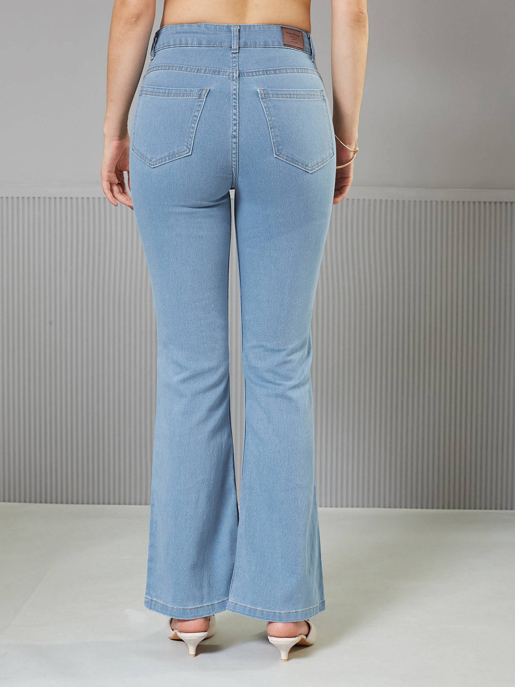 Women's Light Blue Bootcut Clean look Regular Stretchable Denim Jeans | BT10 - view 4