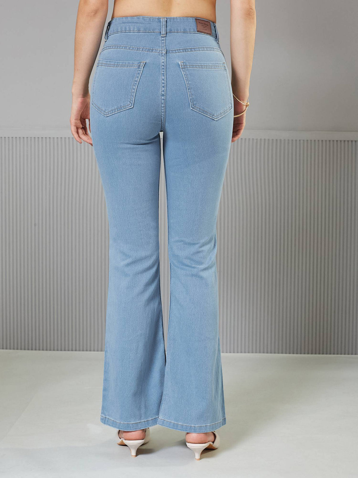 Women's Light Blue Bootcut Clean look Regular Stretchable Denim Jeans | BT10 - view 4