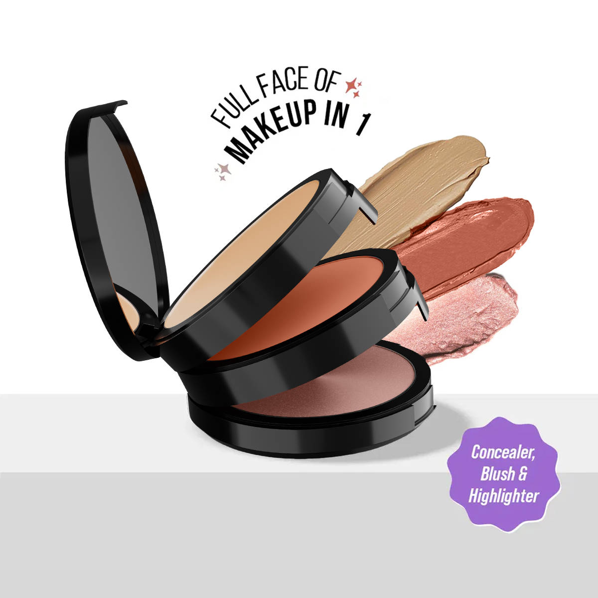 Triple Treat Stacked Face Palette With Concealer, Blush & Highlighter | F14 - view 8