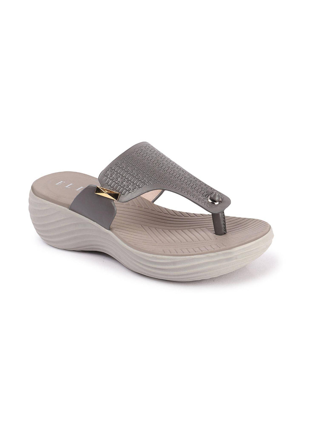 Grey Slip On Round Toe Women Sandals | SD89 - view 4