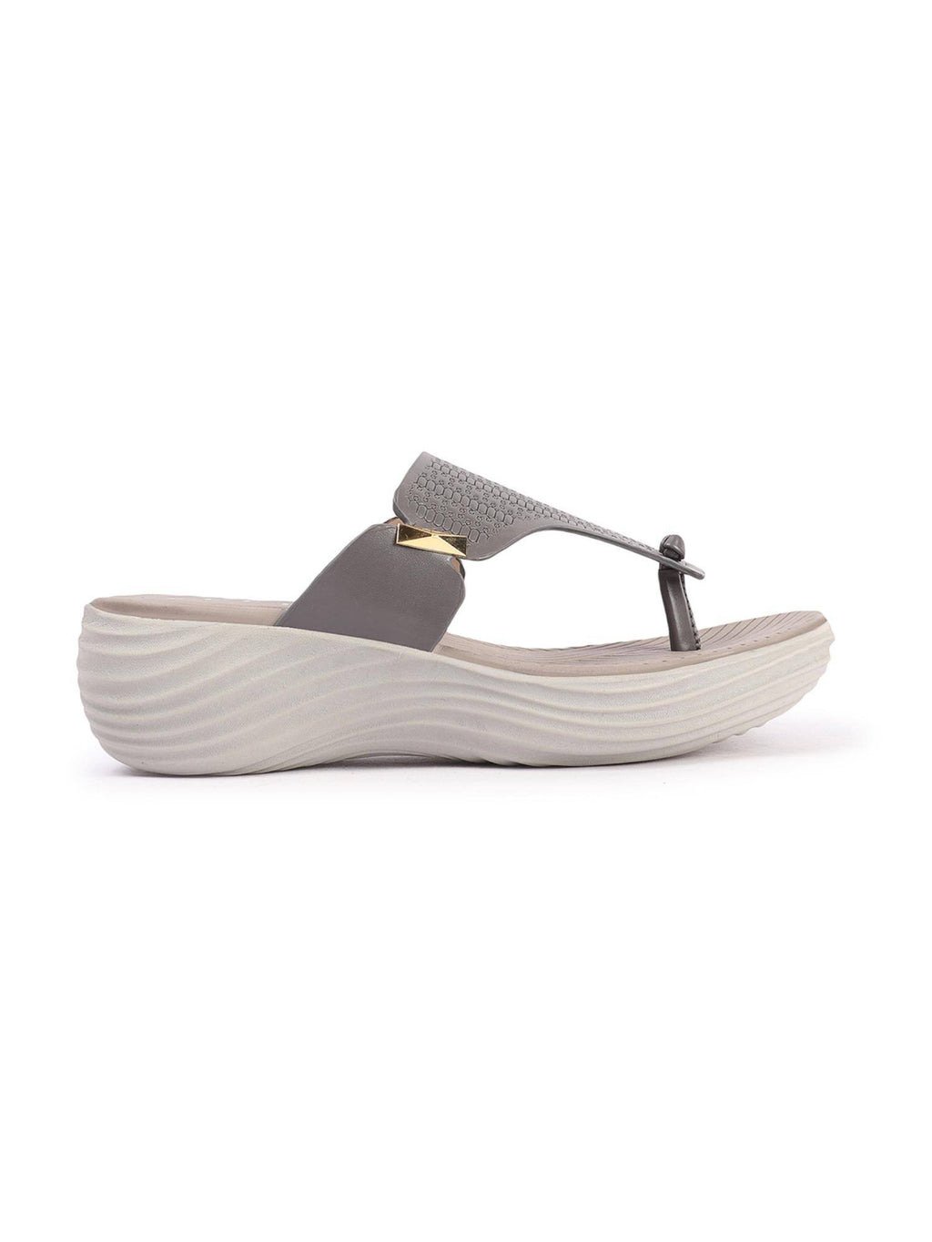 Grey Slip On Round Toe Women Sandals | SD89 - view 5