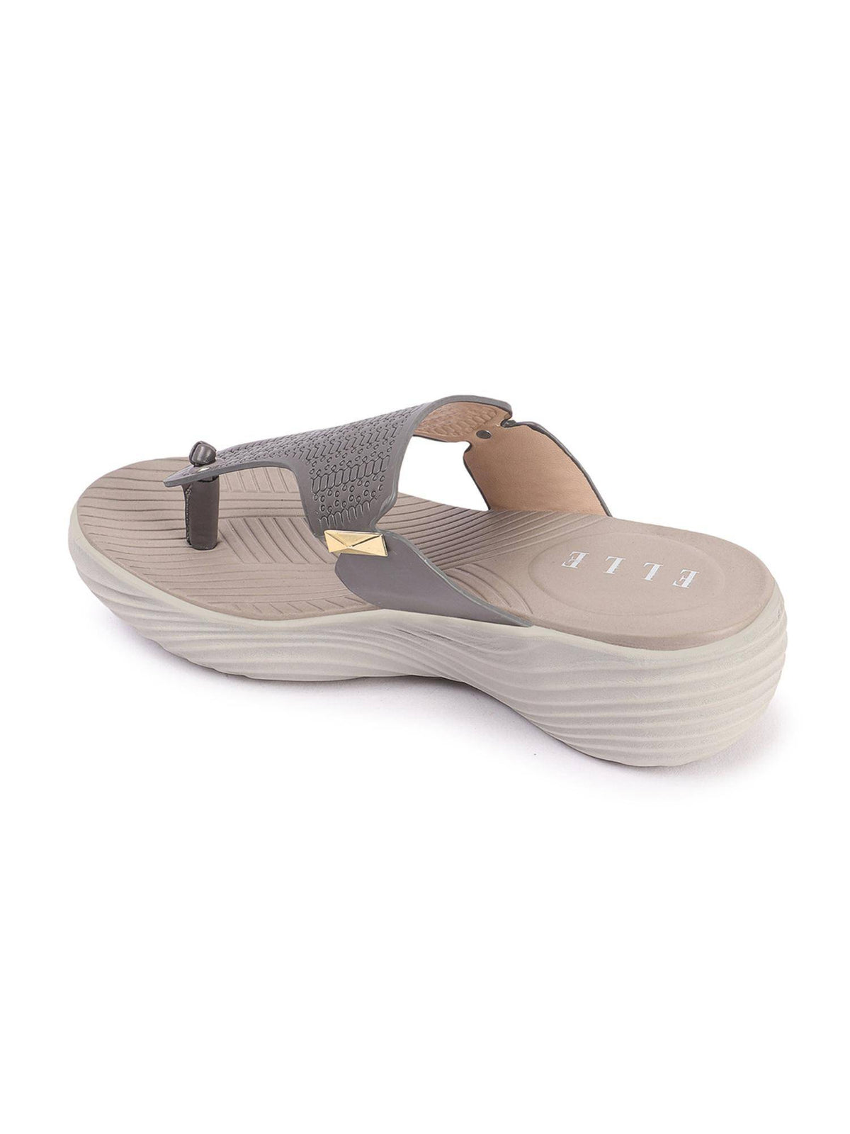 Grey Slip On Round Toe Women Sandals | SD89 - view 6