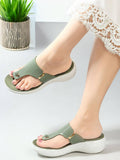 Olive Slip On Round Toe Women Sandals | SD89 - view 1