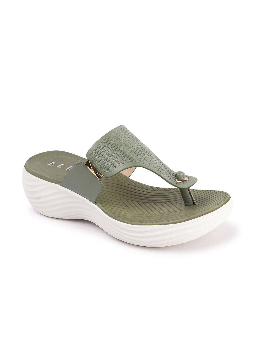 Olive Slip On Round Toe Women Sandals | SD89 - view 4