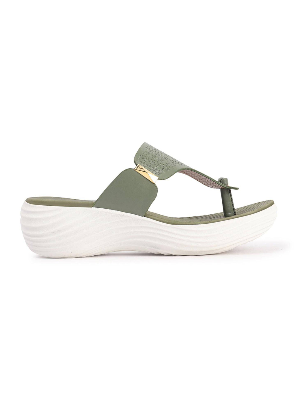 Olive Slip On Round Toe Women Sandals | SD89 - view 5