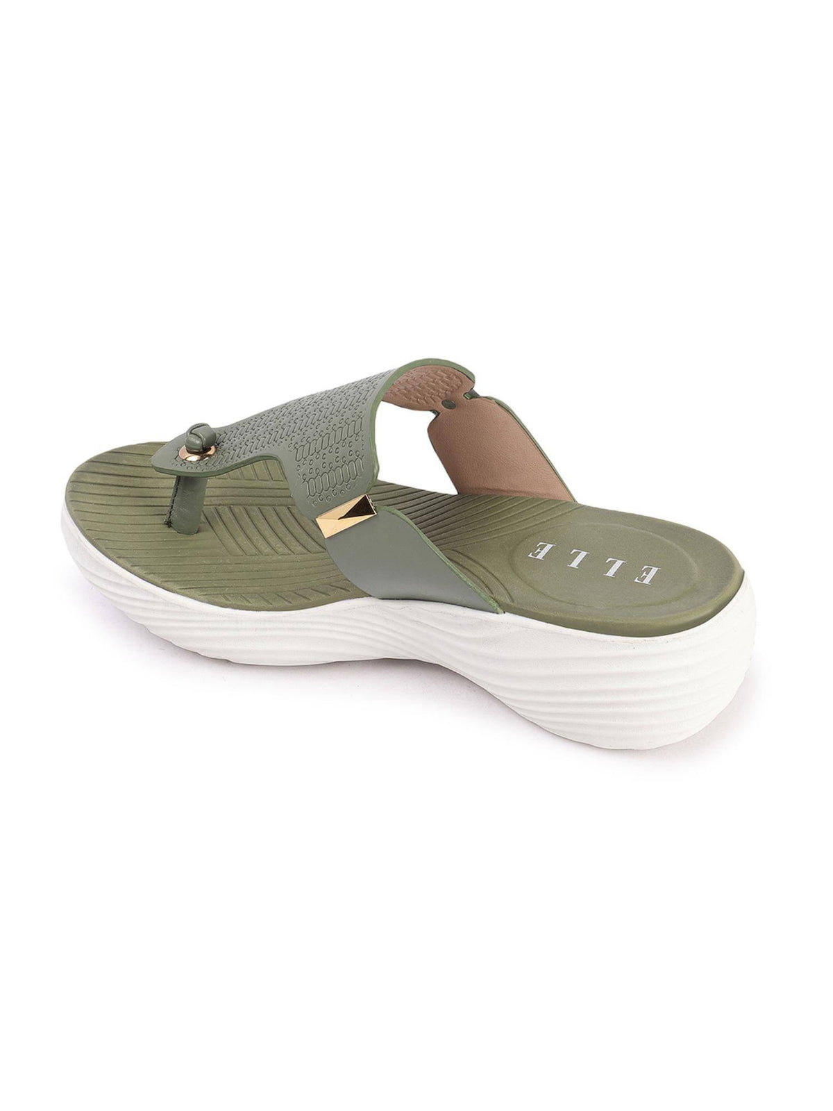 Olive Slip On Round Toe Women Sandals | SD89 - view 6