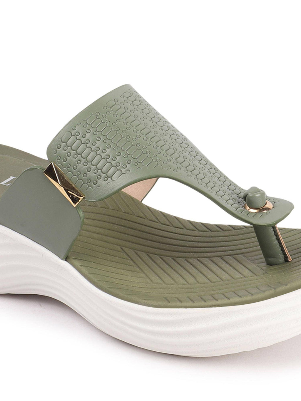 Olive Slip On Round Toe Women Sandals | SD89 - view 8