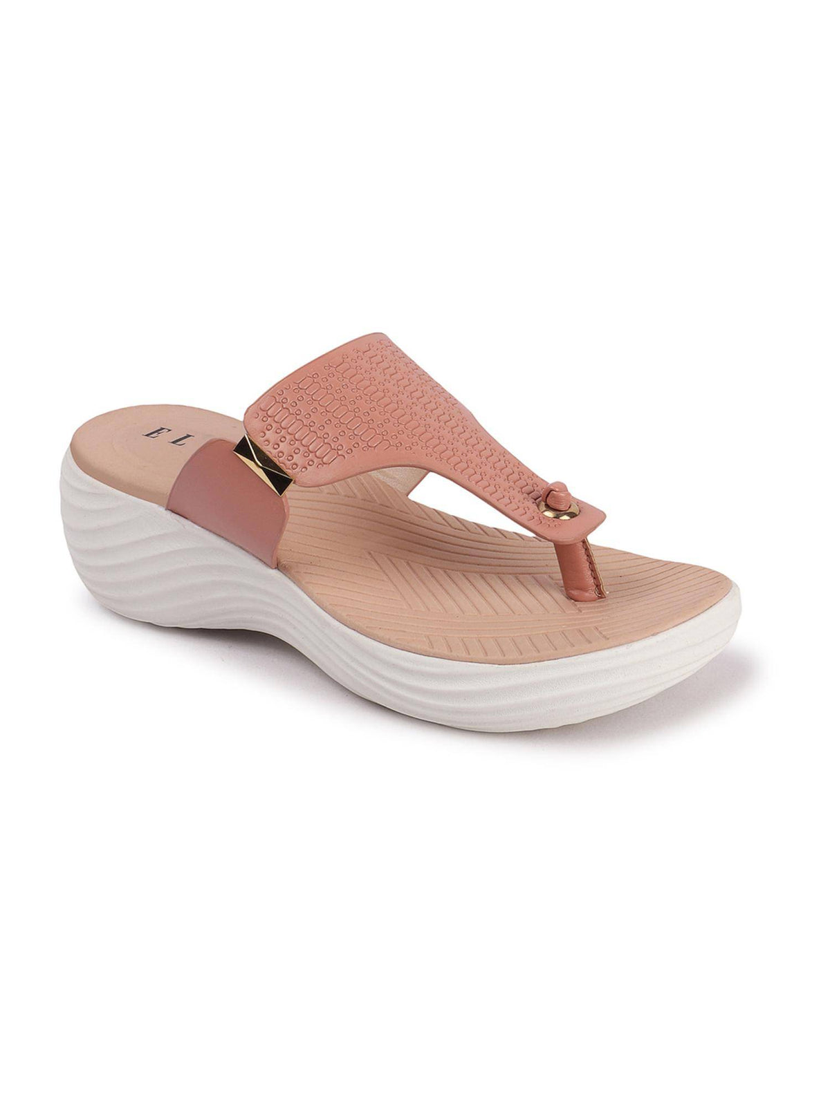 Peach Slip On Round Toe Women Sandals | SD89 - view 4