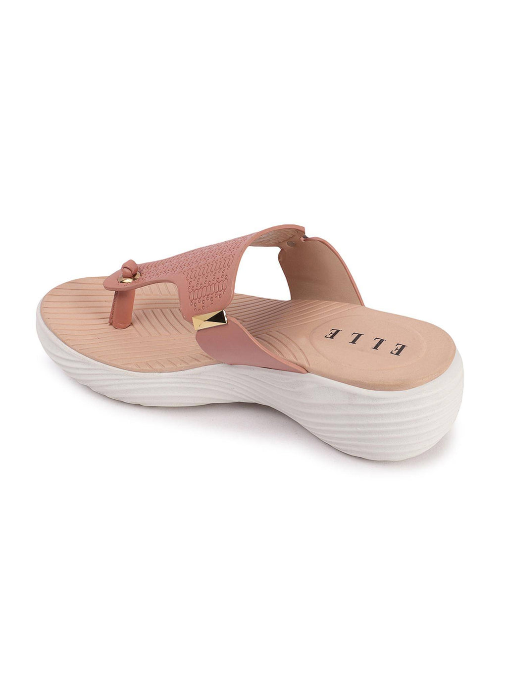 Peach Slip On Round Toe Women Sandals | SD89 - view 6
