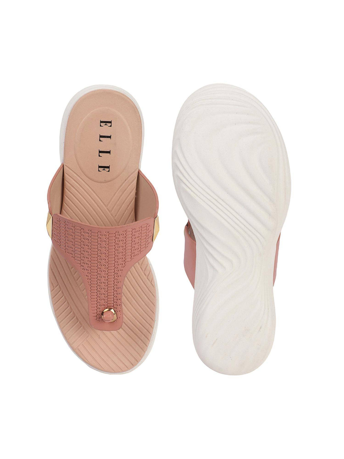 Peach Slip On Round Toe Women Sandals | SD89 - view 7