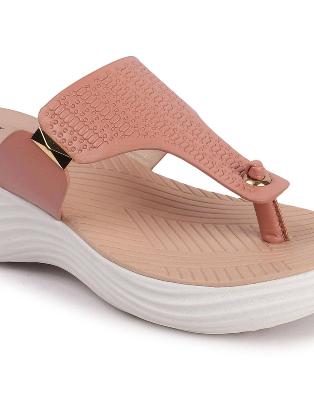 Peach Slip On Round Toe Women Sandals | SD89 - view 8